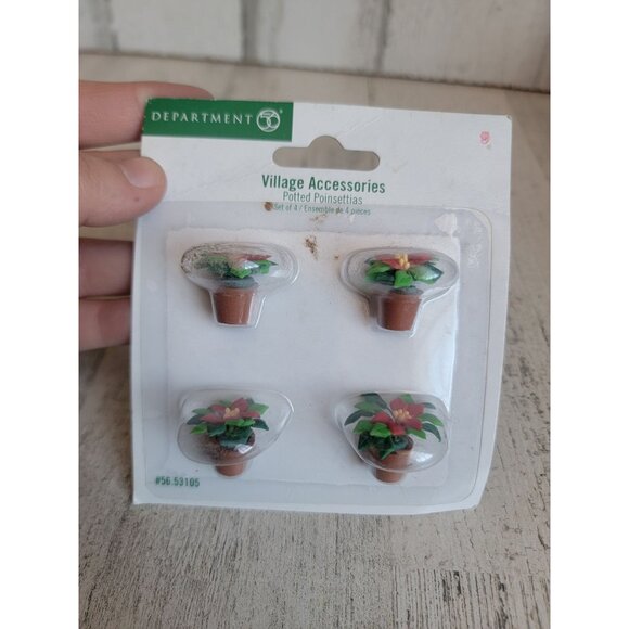Dept 56 53105 Potted Poinsettias village accessory set - Picture 2 of 4